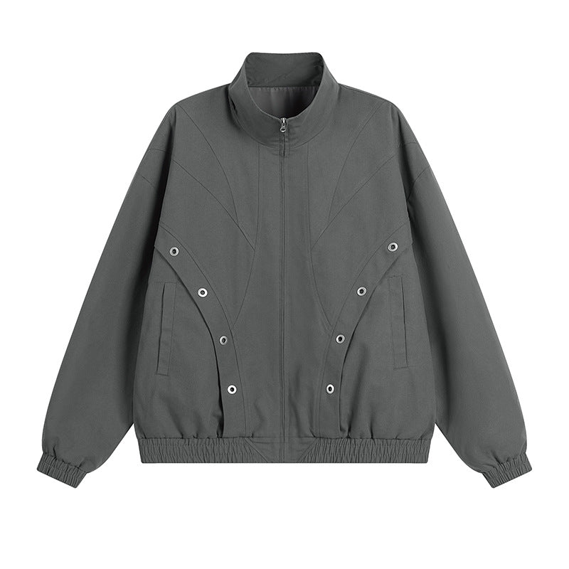 Damen modische Übergangsjacke mit hohem Kragen und praktischen Druckknopfdetails R&B