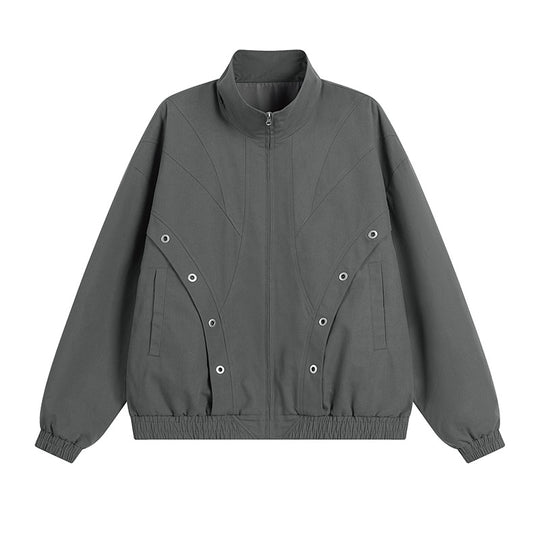 Damen modische Übergangsjacke mit hohem Kragen und praktischen Druckknopfdetails R&B