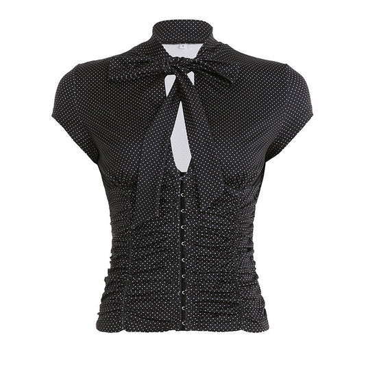 Damen Elegantes Rüschenshirt mit schickem Bindeband R&B