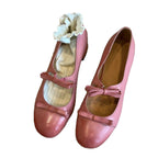 Damen Ballerinas mit dekorativem Strickbund und eleganten Schleifen