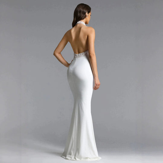 Damen Elegantes Bodenkonturen-Abendkleid mit Spitzenoberteil R&B