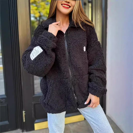 Damen Kuschelige Fleecejacke mit praktischen Taschen und hohen Kragen R&B