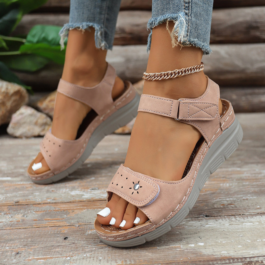 Damen Komfort-Sandalen mit verstellbarem Klettverschluss und rutschfester Sohle R&B