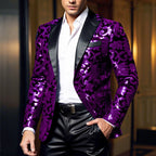 Herren eleganter Pailletten-Blazer im luxuriösen floralem Design R&B