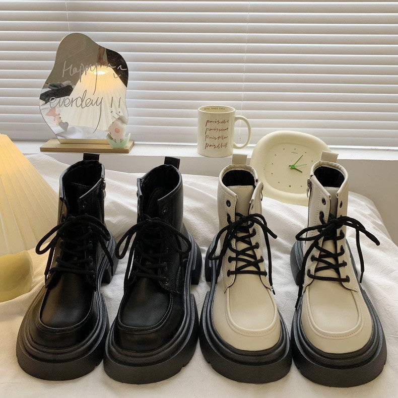 Damen Rustikale Ankle Boots mit dicker Sohle und praktischer Schnürung