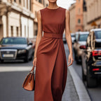 Elegantes Damen Maxikleid mit fließendem Schnitt & Taillengürtel | R&B