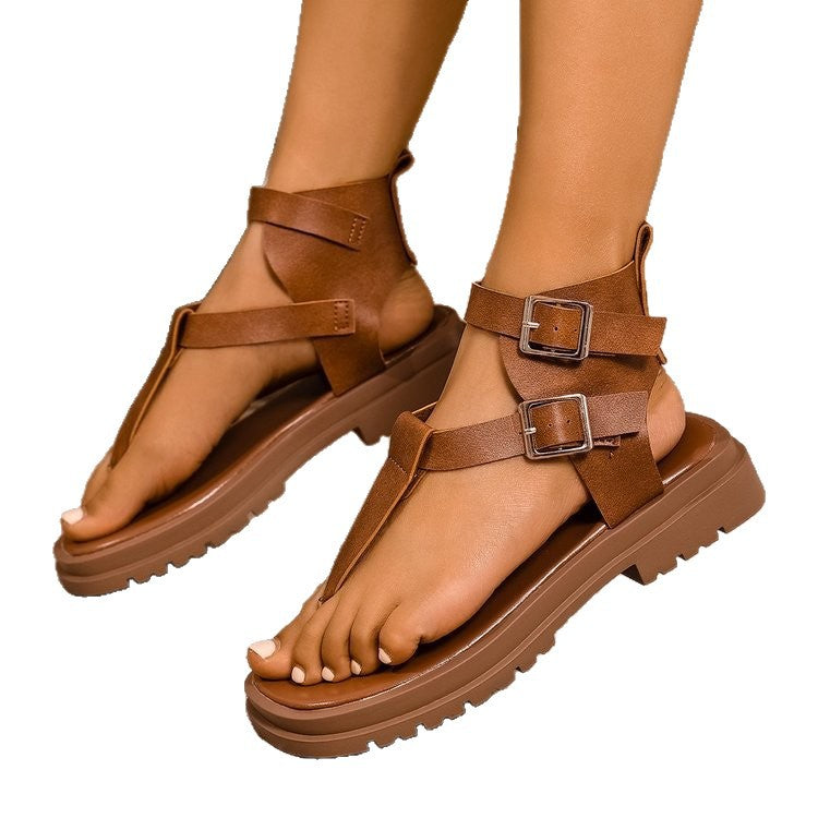 Damen Riemensandalen mit verstellbarem Schnallenverschluss und robustem Profil R&B