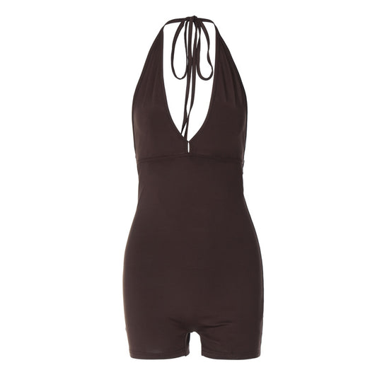 Damen eleganter Badeanzug mit tiefem V-Ausschnitt und abnehmbaren Trägern R&B