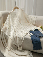 Damen luftiger Strickponcho mit Fransen