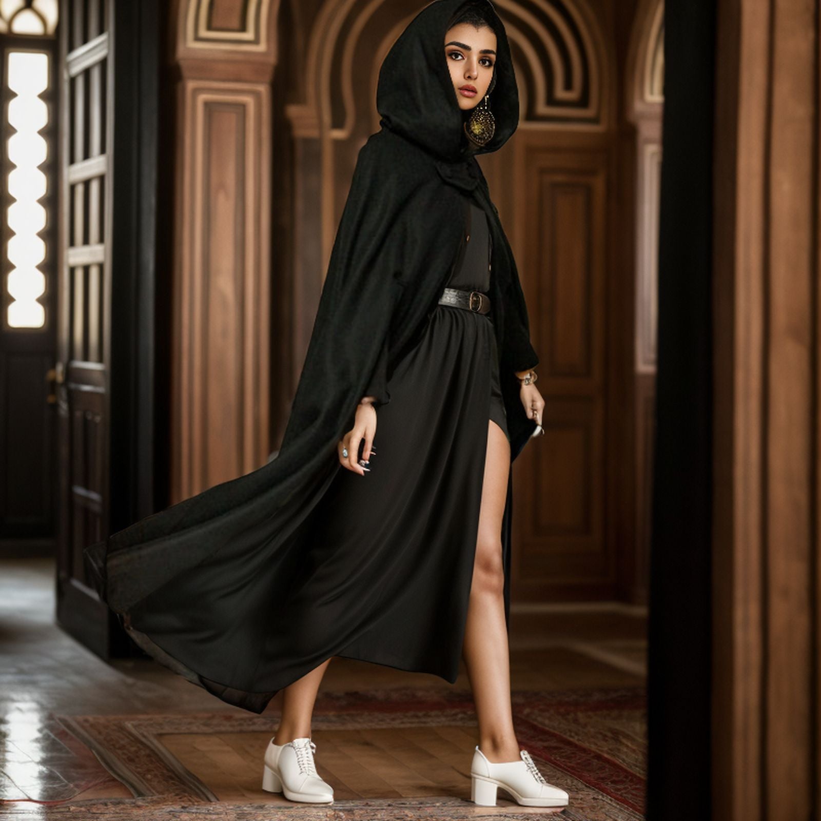 Damen eleganter Maxikleid-Mantel mit schwingendem Schnitt und einzigartigem Design R&B