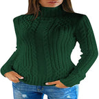 Damen Pullover mit hohem Kragen und Zopfmuster R&B