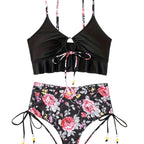 Damen Bikini-Set mit verspieltem Blumenmuster und seitlichem BindR&Band R&B