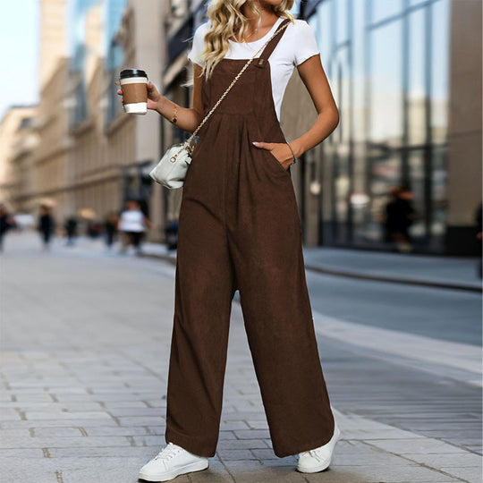 Damen eleganter Latzoverall aus leichter Baumwolle mit komfortablem Schnitt und praktischen Taschen R&B