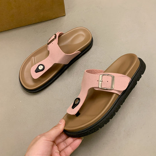 Damen Komfortable Slide-Pantoletten mit verstellbarem Riemen und weichem Fußbett R&B