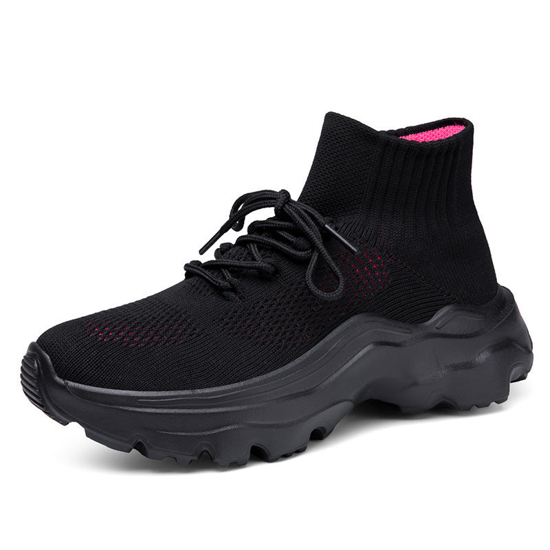 Damen Strick-Sneakers mit hohem Kragen und rutschfester Sohle R&B