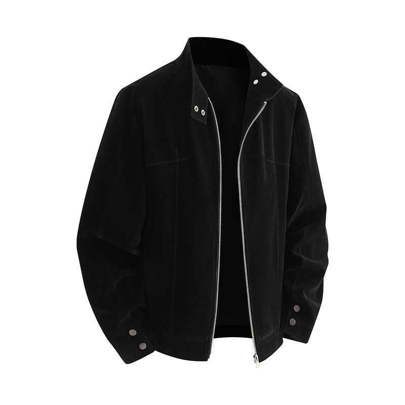 Herren Freizeitjacke aus weichem Kunstleder mit praktischem Kragen und Reißverschluss R&B