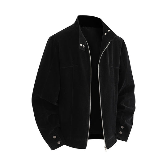 Herren Freizeitjacke aus weichem Kunstleder mit praktischem Kragen und Reißverschluss R&B