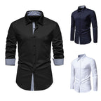 Herren Langarmhemd mit modernem Kontrastdesign R&B