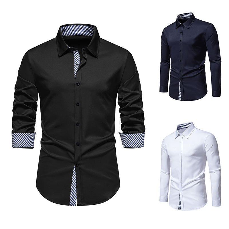 Herren Langarmhemd mit modernem Kontrastdesign R&B