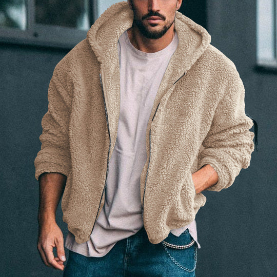 Herren weiche Fleece-Jacke mit hohem Kragen und praktischem Reißverschluss R&B