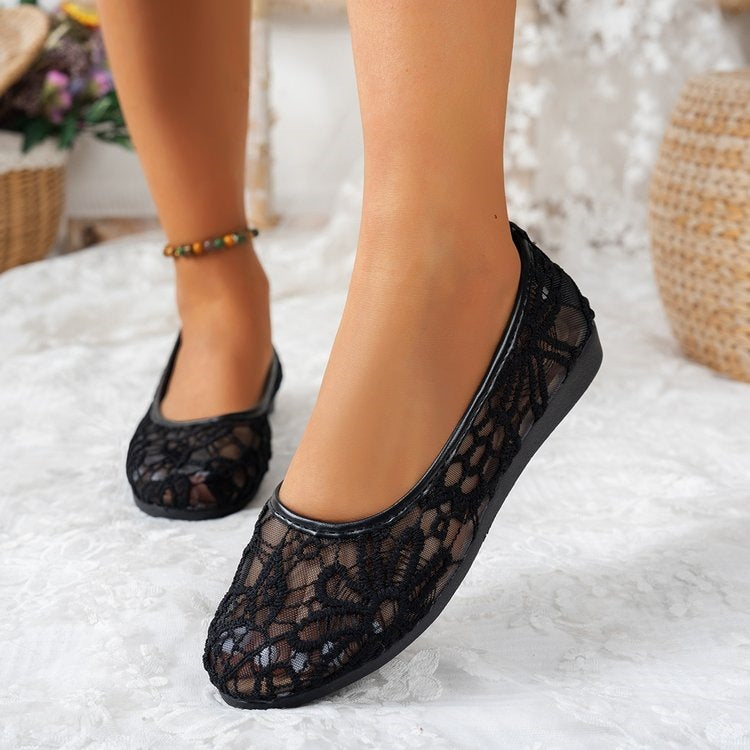 Damen Einfache Ballerinas mit luftigem Spitze-Design und flexiblem Fußbett R&B