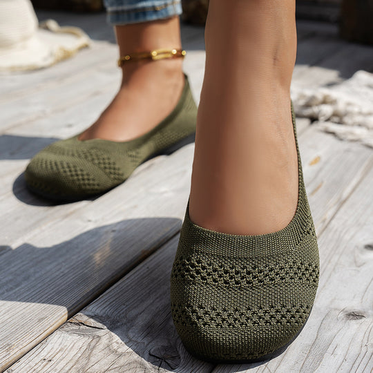 Damen Ballerinas mit elastischem Strickdesign und rutschfester Sohle R&B