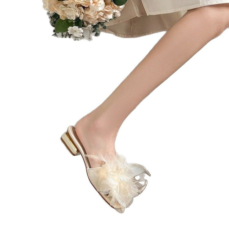 Damen elegante Pantoletten mit floralem Akzent R&B