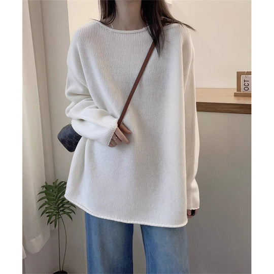 Damen Oversized Strickpullover mit lässigem Schnitt und hohem Kragen R&B