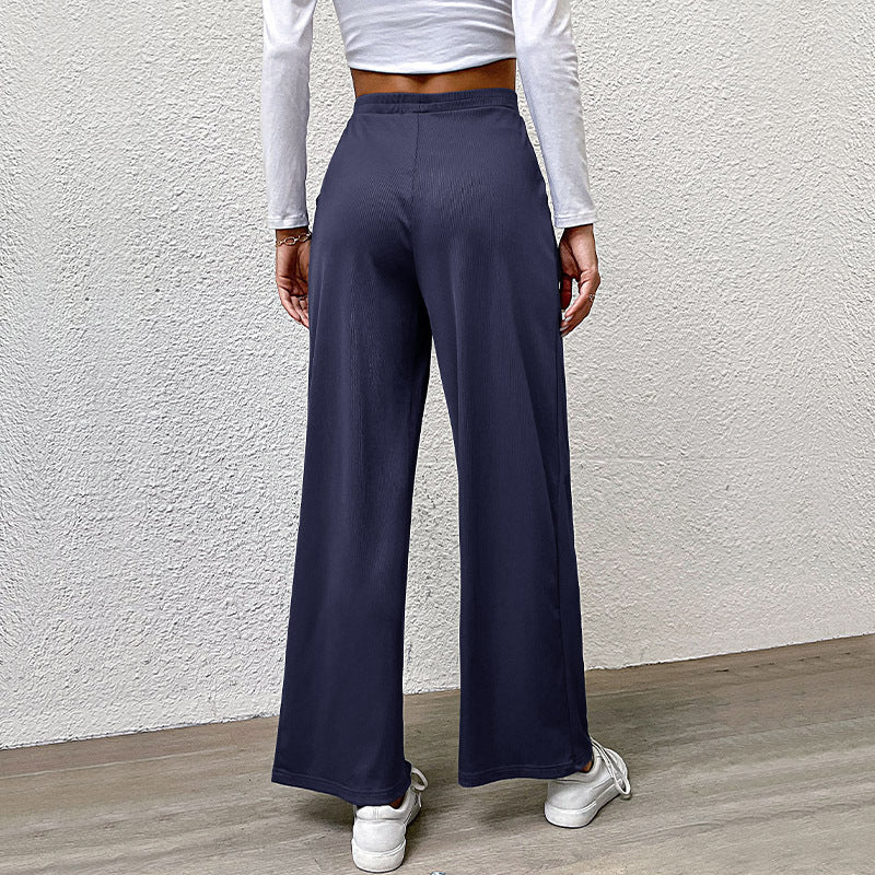 Damen Weite Plissee-Hose mit hohem Bund und praktischen Taschen R&B