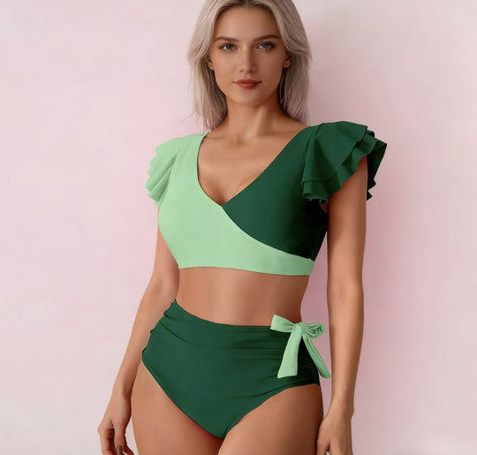 Damen Hochtailliertes Bikini-Set mit Rüschendetails R&B