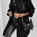 Damen Oversized Hemdjacke mit praktischen Taschen und Knopfdetails R&B