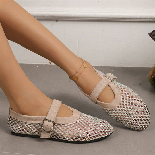 Damen modische Netz-Mary-Jane-Schuhe mit eleganter Schnalle R&B