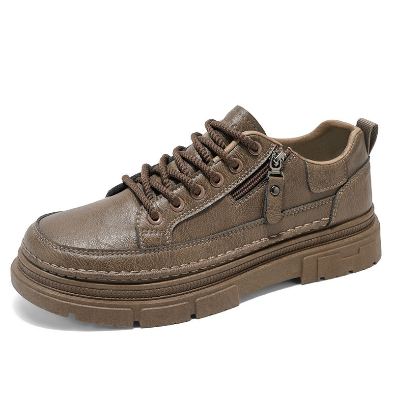 Damen Elegante Freizeit-Ledersneaker mit praktischem Reißverschluss und robustem Sohlenprofil