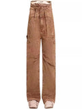 Damen lässige Cargo-Jeans mit verstellbarem Bund