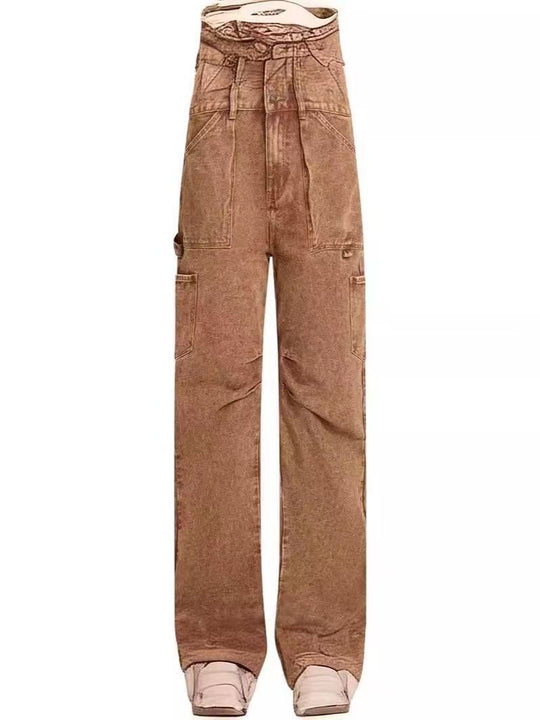 Damen lässige Cargo-Jeans mit verstellbarem Bund R&B