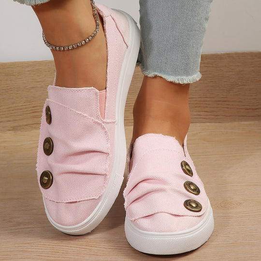 Damen Slip-On Sneakers mit modischen Knopfdetails R&B