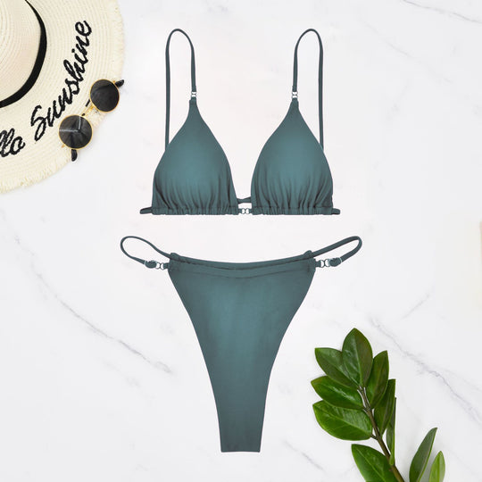 Damen Triangel-Bikini mit feinen Rüschendetails und verstellbaren Trägern R&B