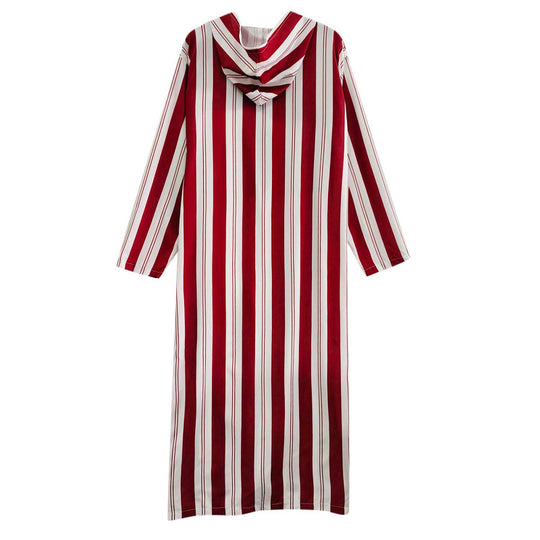Damen nan langes Kapuzen-Hemdkleid mit frontalem Reißverschluss und senkrechtem Streifenmuster R&B