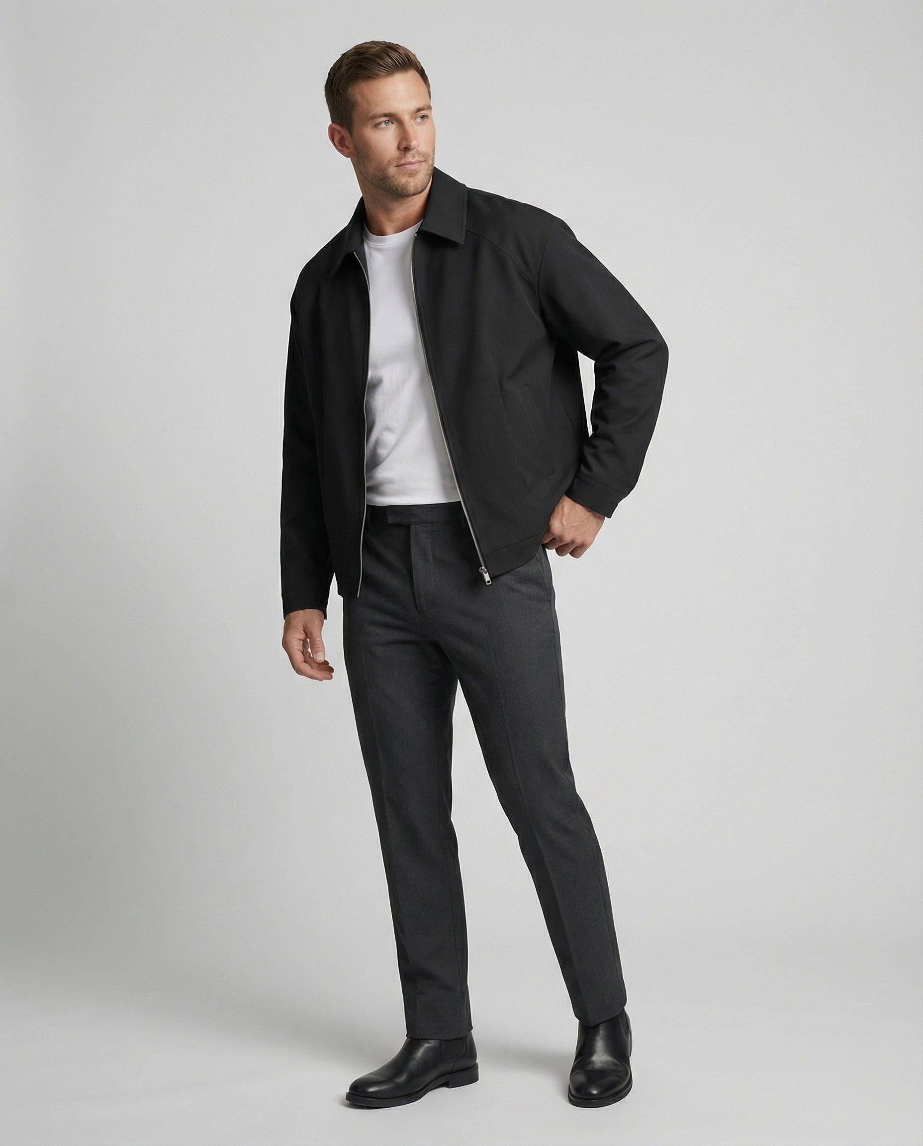 Herren Vintage BasR&Ball Jacke USA Style Herbst Übergangsjacke Grau Schwarz
