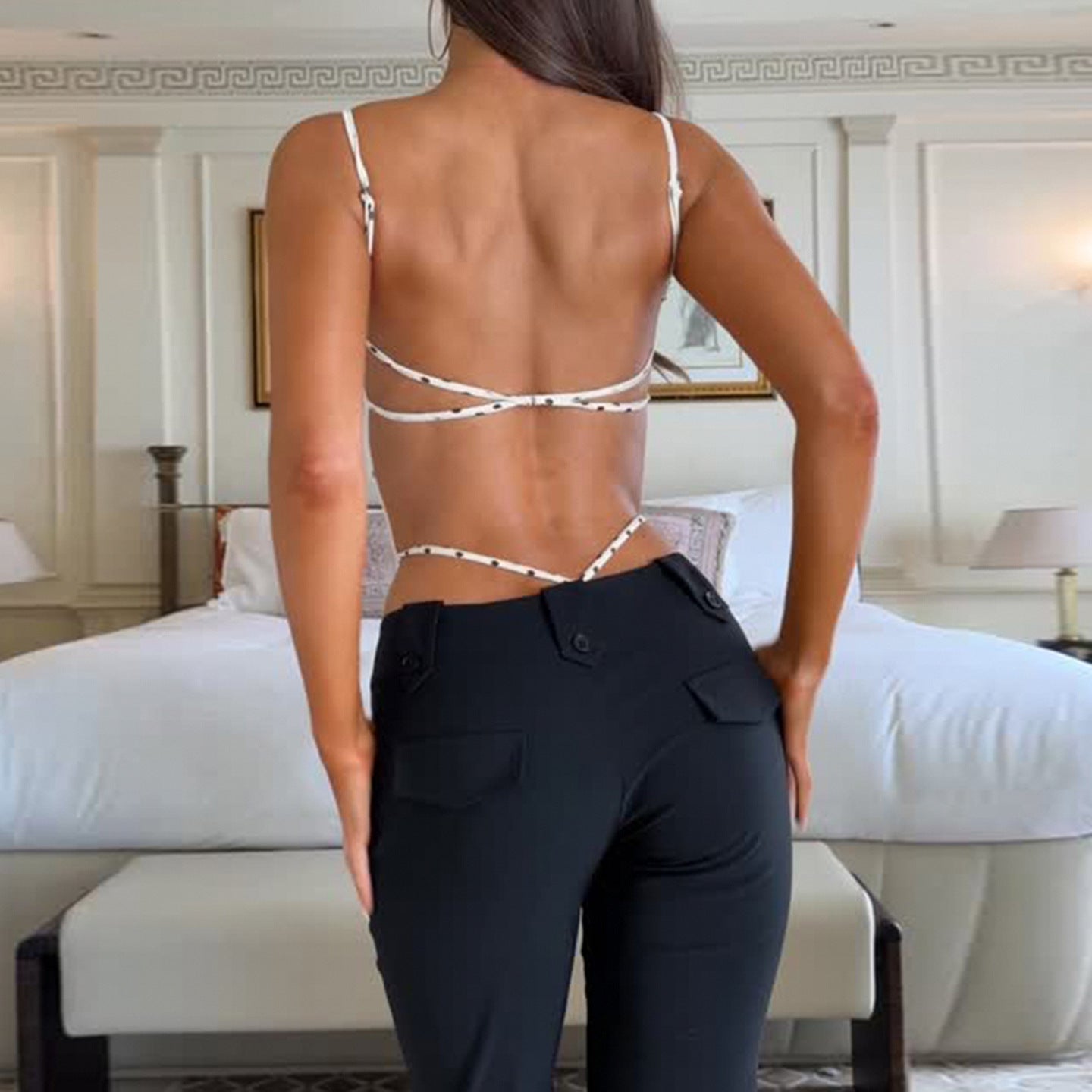 Damen Badeanzug mit hochgeschnittenem Design und verspieltem Polka-Dots-Muster R&B