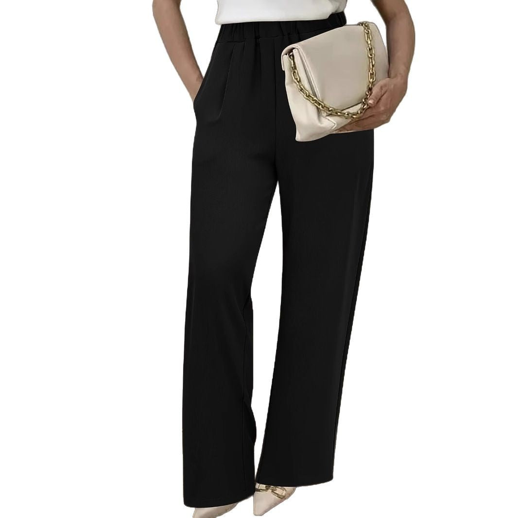 Damen Weite Hochtaillierte Stoffhose mit elegantem Gummibund R&B