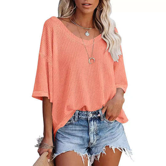 Damen lässiges Oversized-Oberteil mit strukturiertem Webmuster R&B