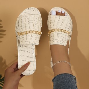 Damen elegante und komfortable Riemchensandalen mit Schmuckkette R&B