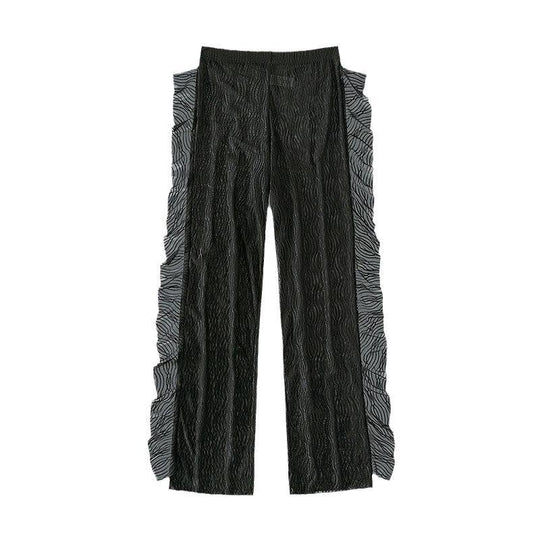 Damen Transparente Palazzo-Hosen mit Rüschen R&B