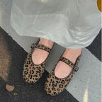 Damen Ballerinas mit elegantem Riemendesign und schickem Leopardenmuster R&B