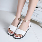 Damen Riemensandalen mit elegantem Perlenschmuck und bequemem Fußbett R&B