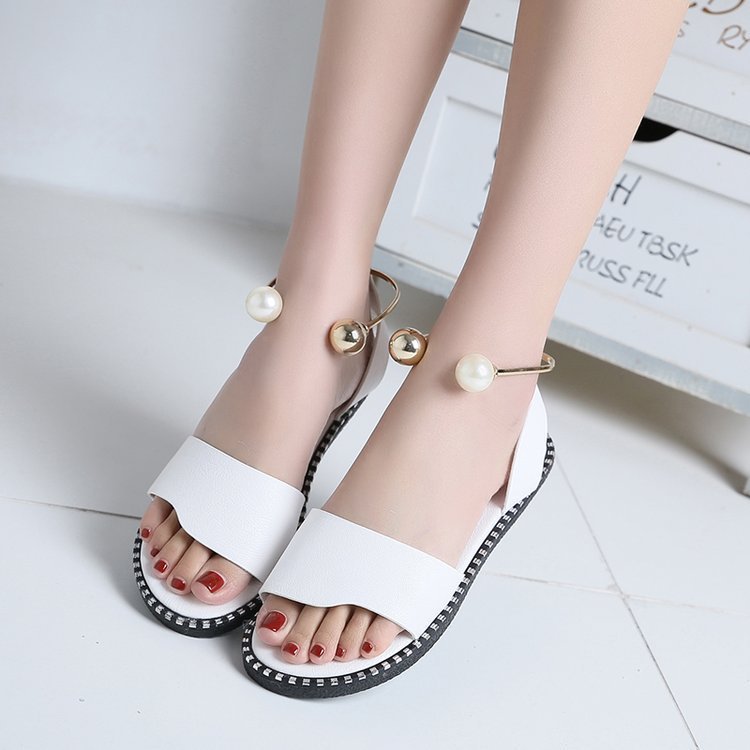 Damen Riemensandalen mit elegantem Perlenschmuck und bequemem Fußbett R&B