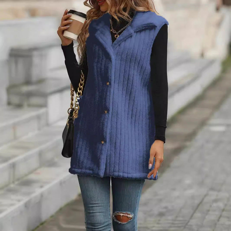 Damen Elegante und kuschelige Teddyjacke mit Knopfleiste R&B