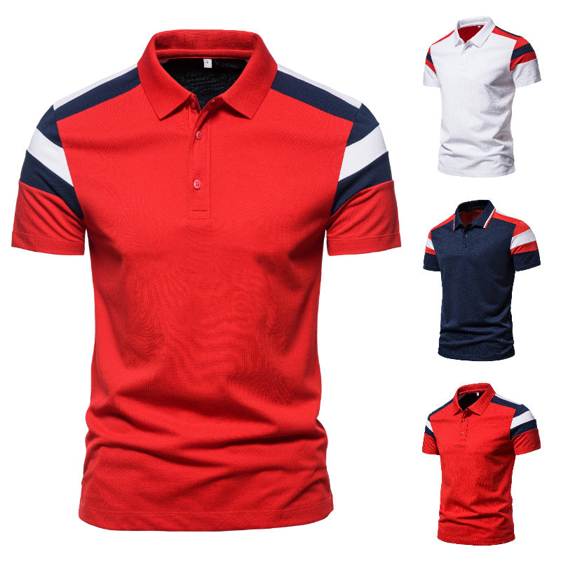 Herren Poloshirt mit modernem Farbblockdesign und atmungsaktiver Baumwollmischung