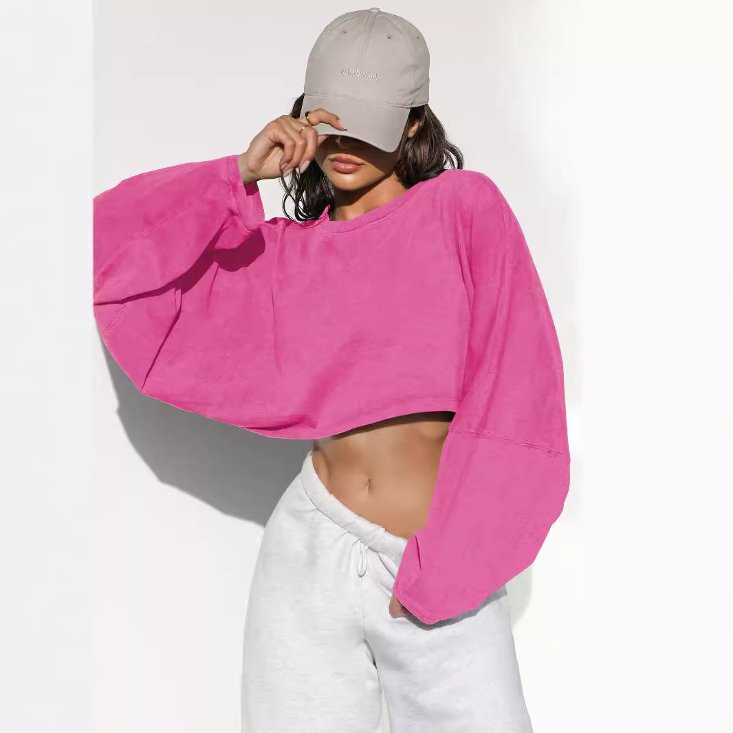 Damen lässiger Crop-Pullover R&B